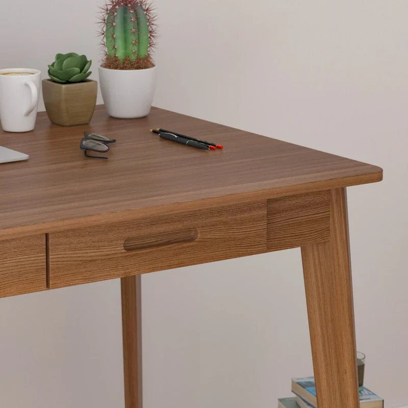 Home Office Desk - 39.4W, MDF & Solid Wood, 2 Drawers, 120 lbs Capacity, Classic Style