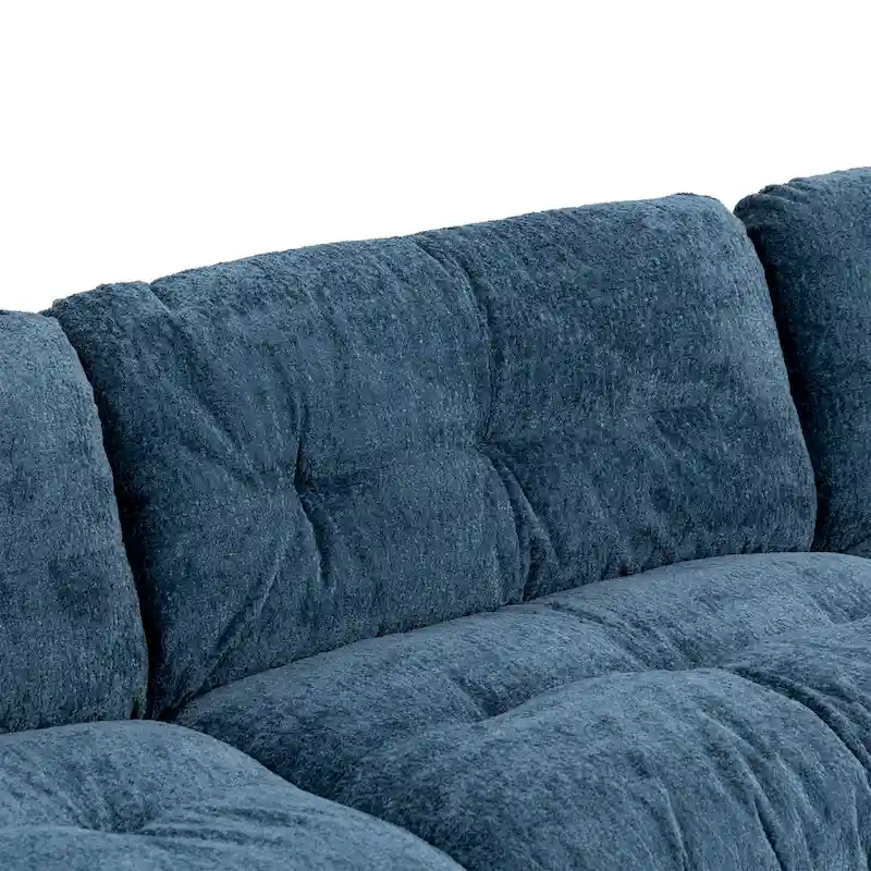 120.87 Chenille L-Shaped Sleeper Sectional Sofa with Ottoman