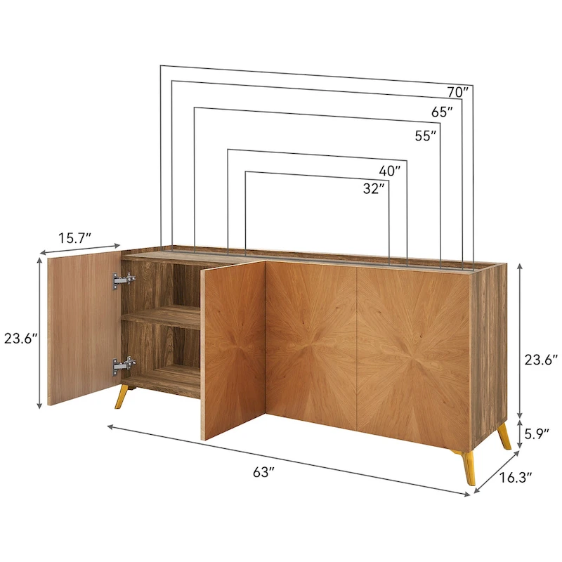 Moasis 63 Solid Wood Sideboard TV Stand