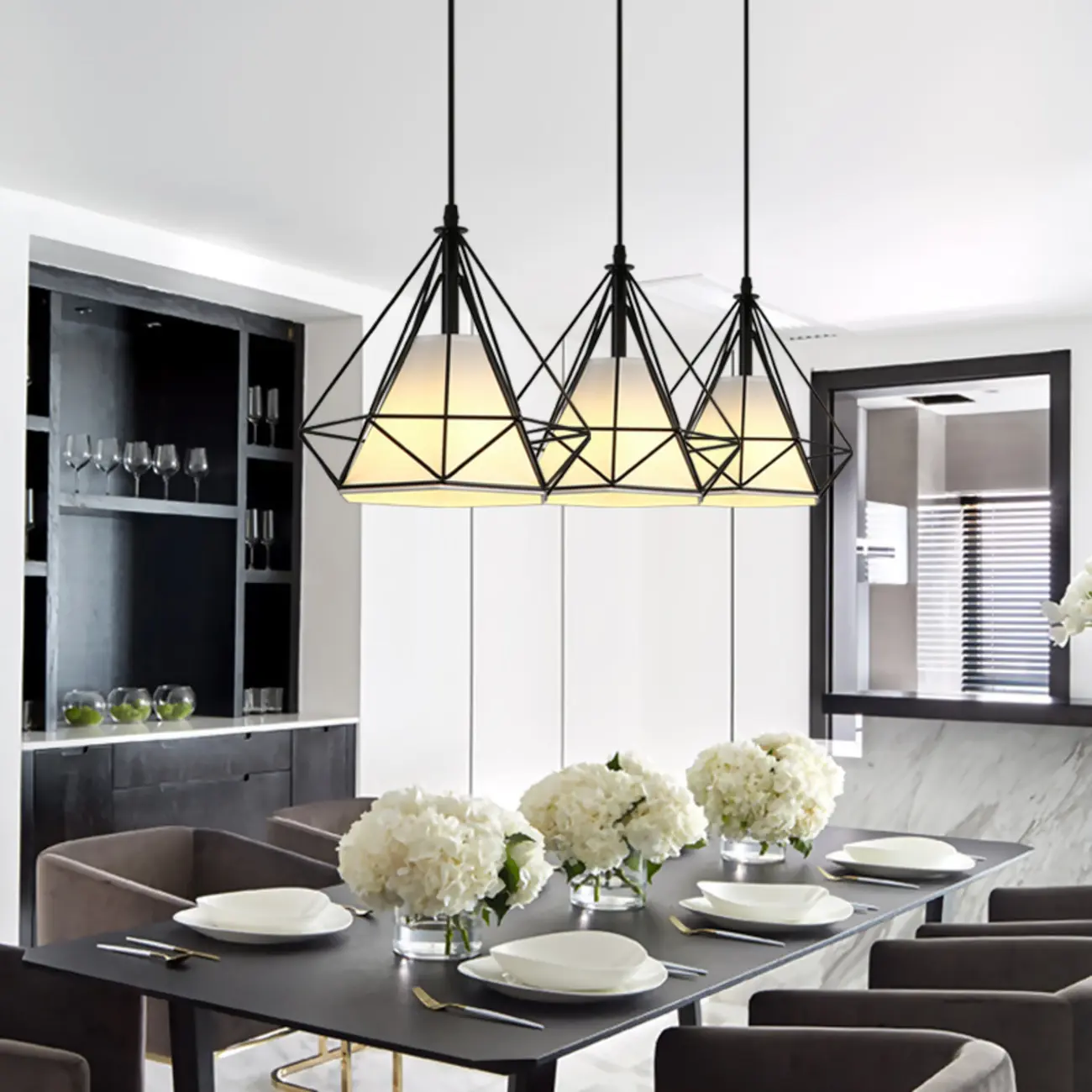Modern Metal Gold Rhombus Island Pendant Light for Kitchen