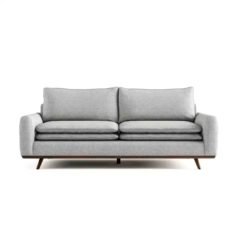 HOMES: Inside + Out Gubera 82" Mid-Century Sofa Cotton Linen Blend Upholstery with Feather Blend Cushions