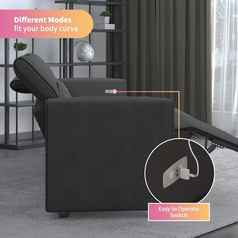 Mixoy Power Reclining Sofa, Faux Leather Electic Sofa Recliner,Theater Seating Furniture with USB Charging Station