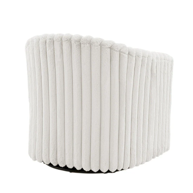 Faux Rabbit Fur Swivel Barrel Chairs - Set of 2