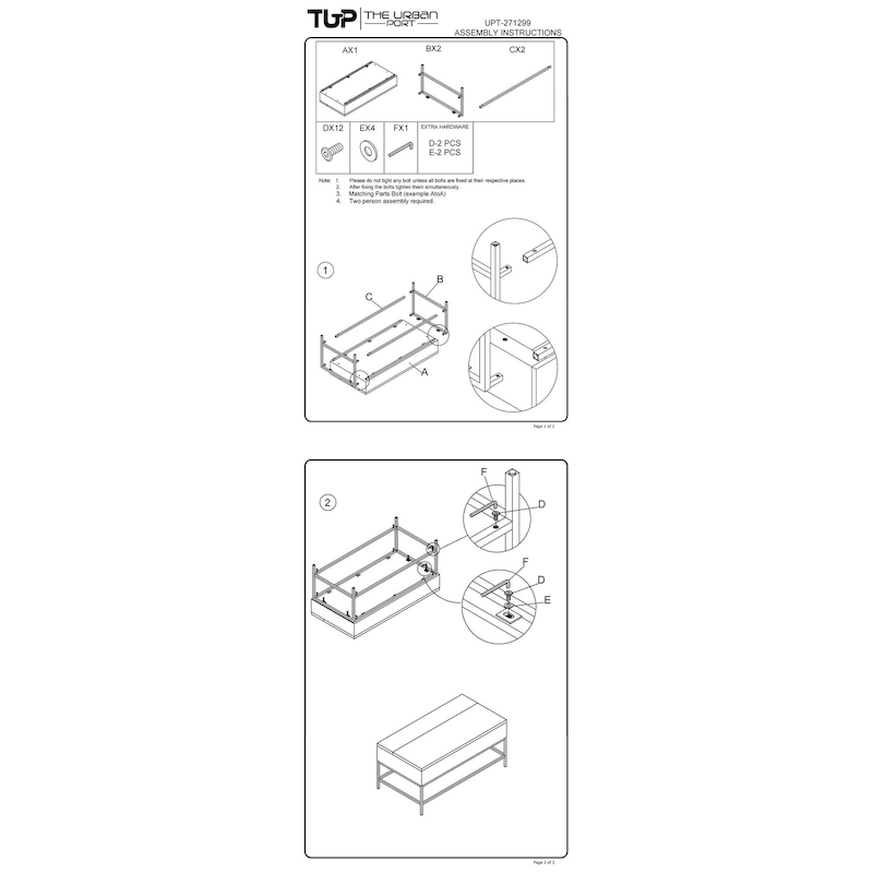 Audrey 45 inch Lift Top Mango Wood Rectangular Coffee Table - Wood and Metal, Natural Brown and Black