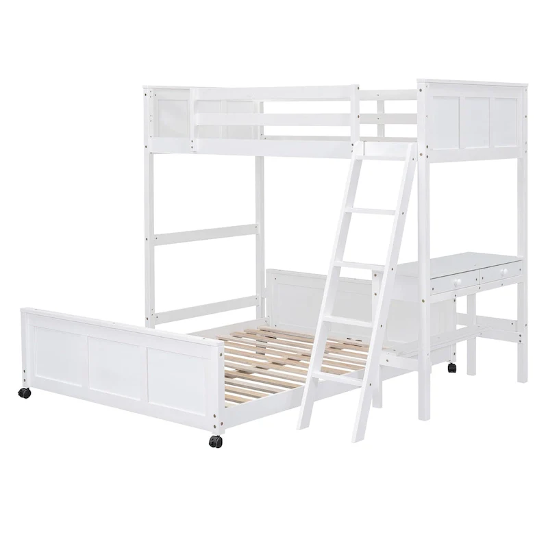 Full Over Full/Twin Over Full Bunk Bed with Desk