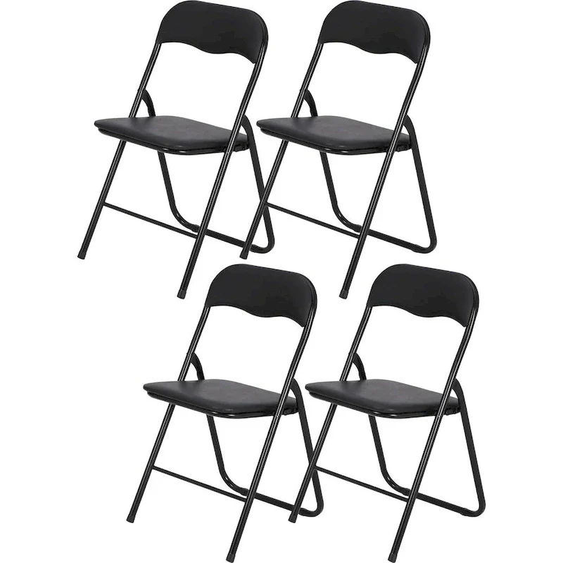 4 Folding Chairs with Cushion, with Non-Slip Feet Pads