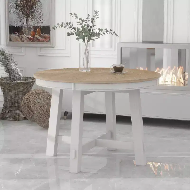 Whisen Farmhouse 4 Legs X-shaped Base Dining Table with 16 in. Leaf