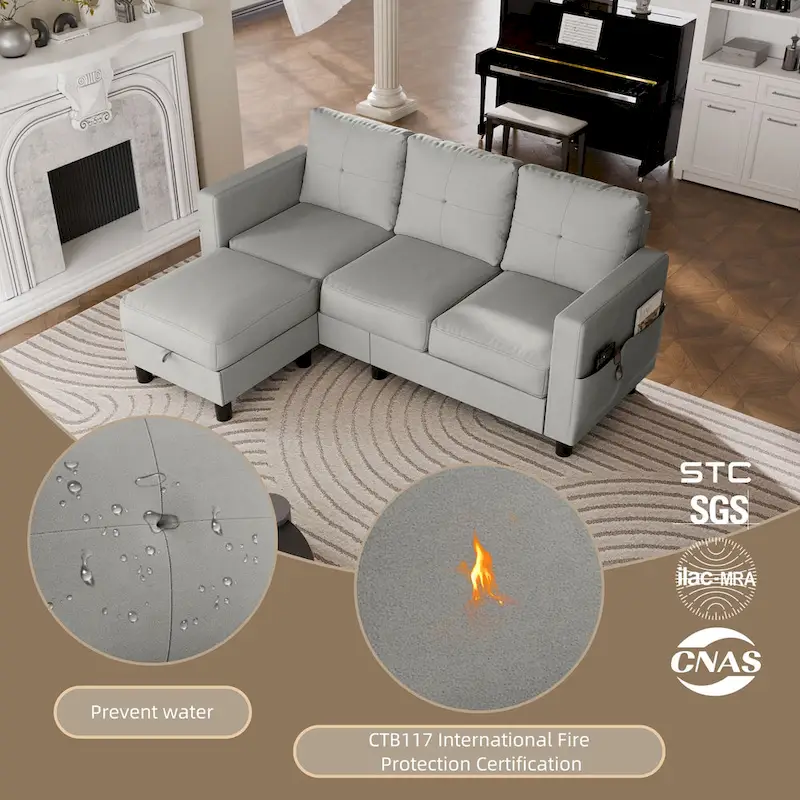 L-Shaped Sectional Sofa (With Interchangeable Chaise)