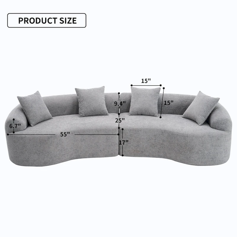 Luxury Chenille Fabric Sofa,4 Seater Modular Curved Sectional Couch