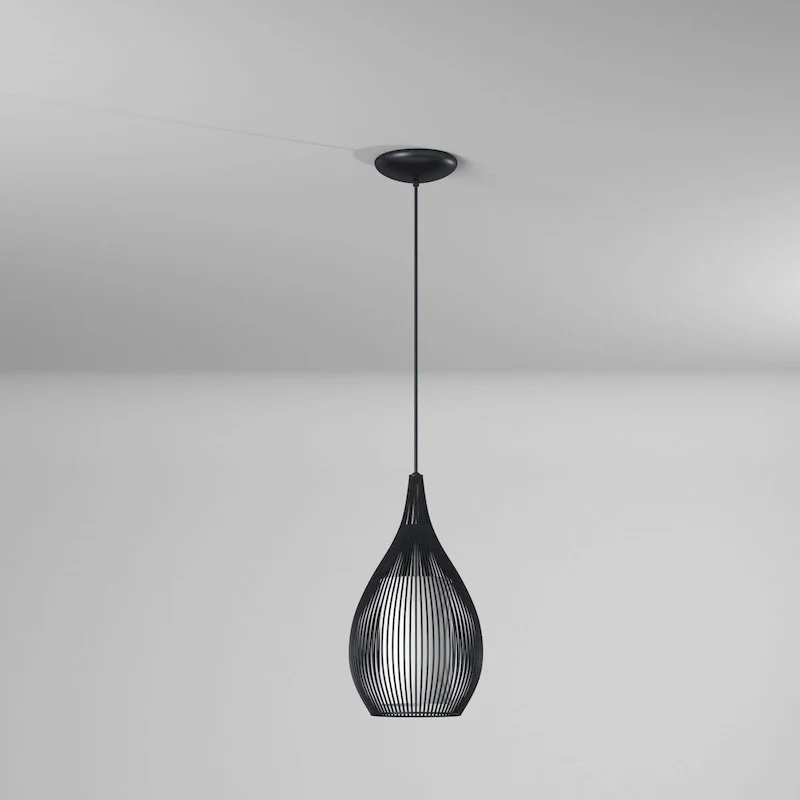 Eglo Razoni 1-light Black Mini Pendant with Opal Glass