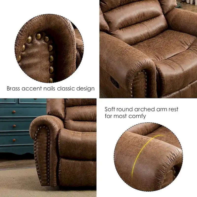 Overstuffed Manual Standard Recliner Chair Sofa