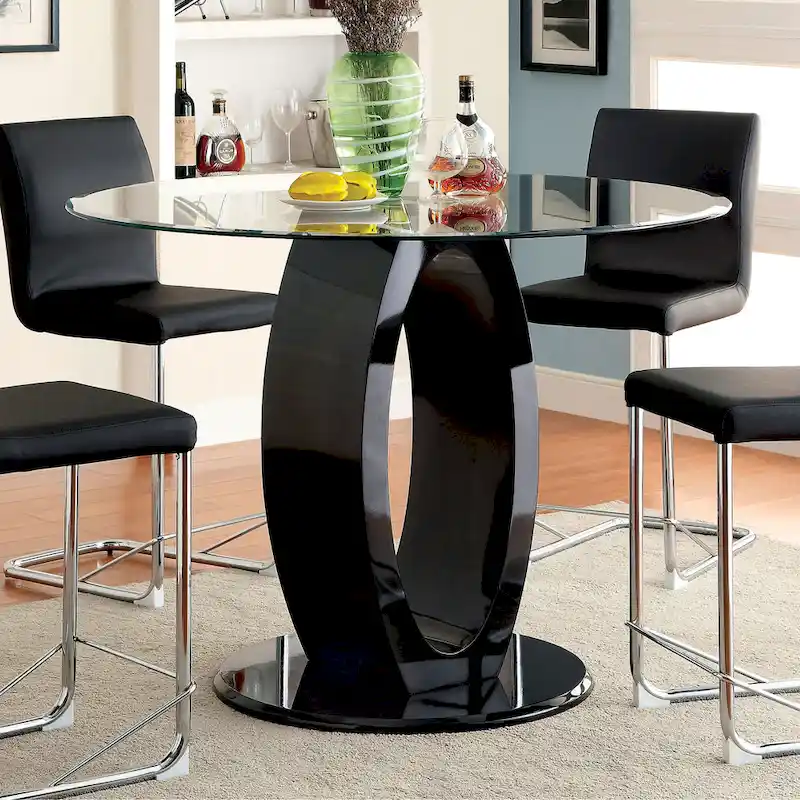 Furniture of America Raji 48-inch High-gloss Round Counter Height Table