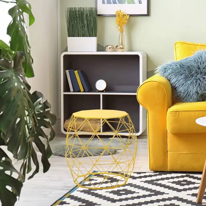 Adeco Accents Geometric Iron Side Table