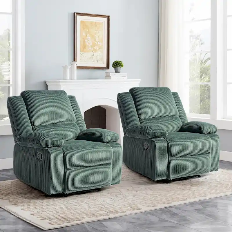 2Set Modern Lounger Upholstered Push Back Manual Recliner Chair
