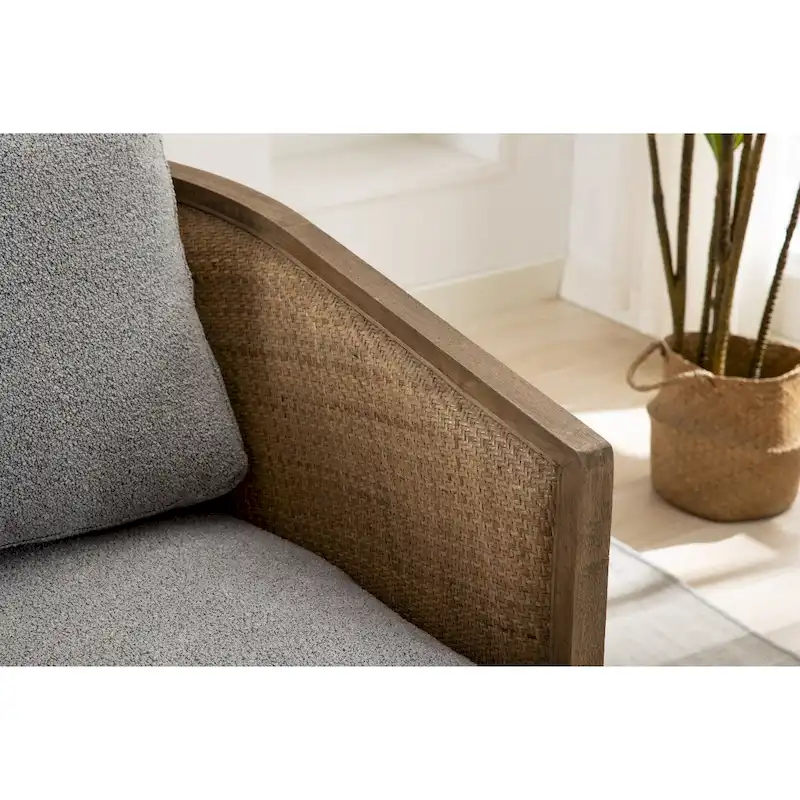 Swivel Barrel Chair, Comfy Round Accent Chair, 360 Degree Swivel Barrel Club Chair, Leisure Arm Chair with Rattan Woven Frame