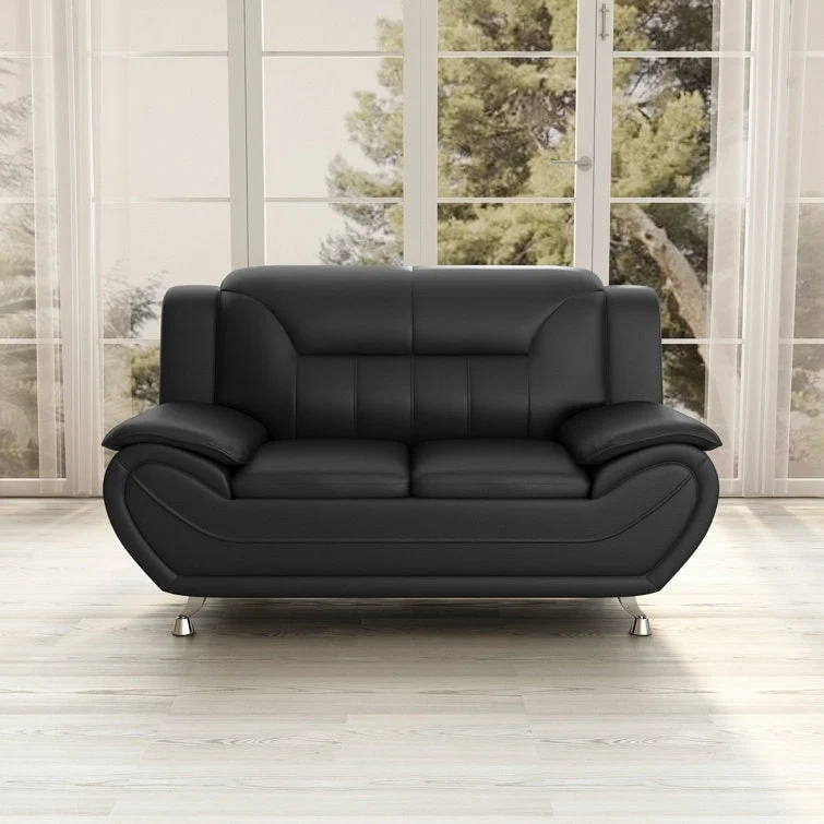 Sanuel 61.3 Faux Leather Pillow Top Arm Loveseat - N/A
