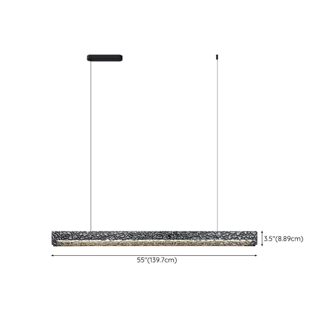 Black Rectangular Dimmable LED Kitchen Island Pendant Light