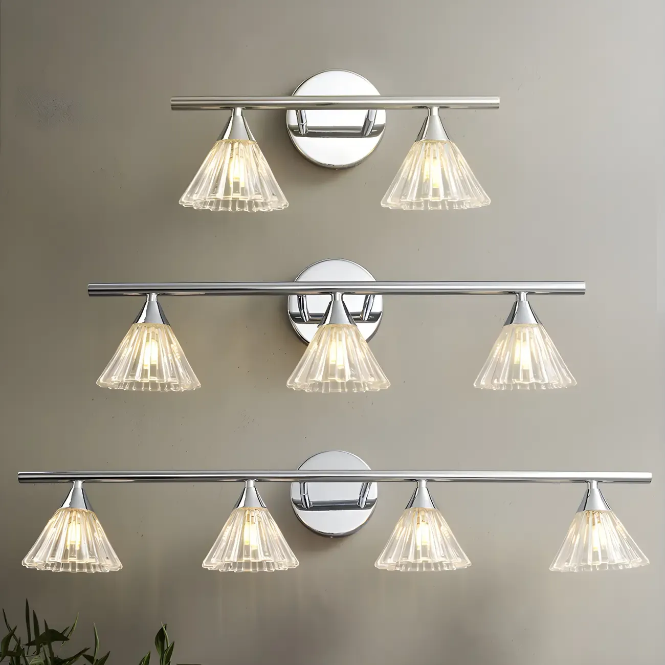 Modern Bell Glass Silver Bathroom Vanity Light