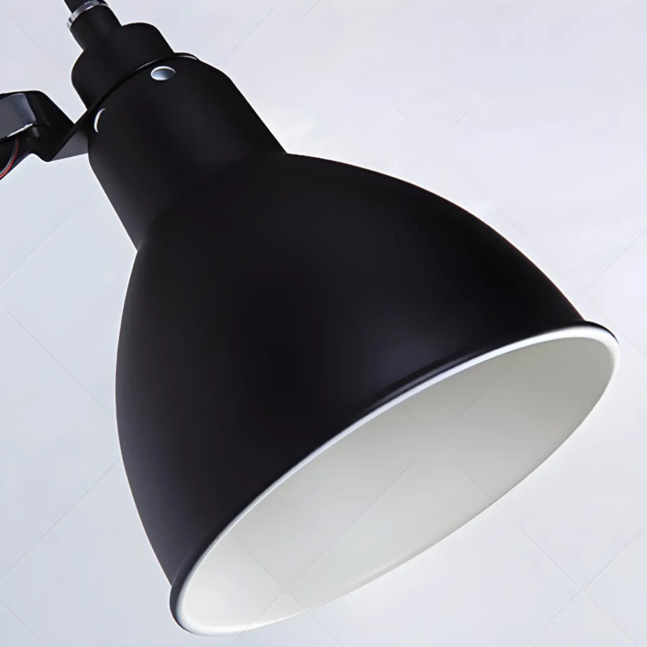 White Inner Shade Black Metal Swing Arm Wall Light