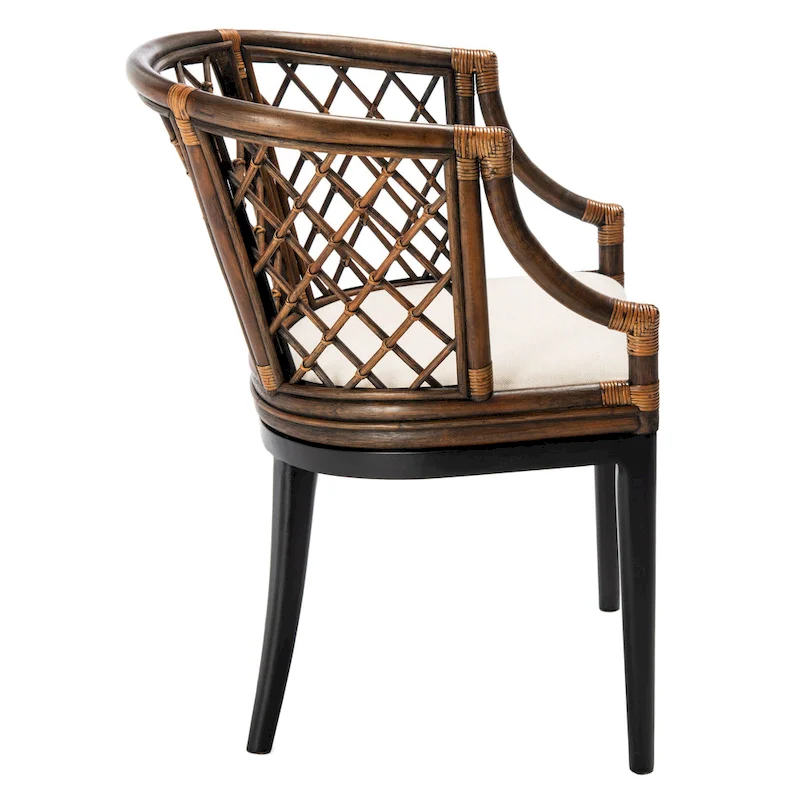 SAFAVIEH Theona Rattan Lattice Arm Chair - 22.3 W x 23 L x 31.3 H - 22Wx23Dx31H