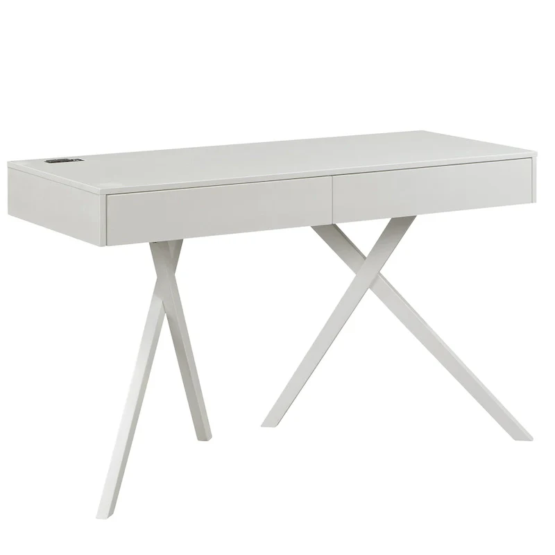 Foli Transitional 47-inch Wood 2-Drawer Desk with USBs and Power Outlets by Furniture of America