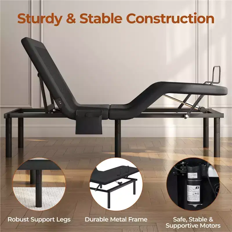 Yaheetech Upholstered Adjustable Bed Frame with Independent Head andFoot Incline