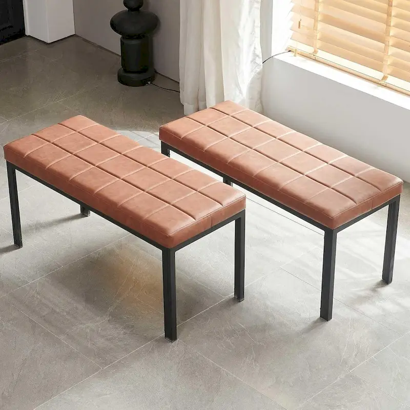 Howtai 36.6 Upholstered Leather PU Dining Bench