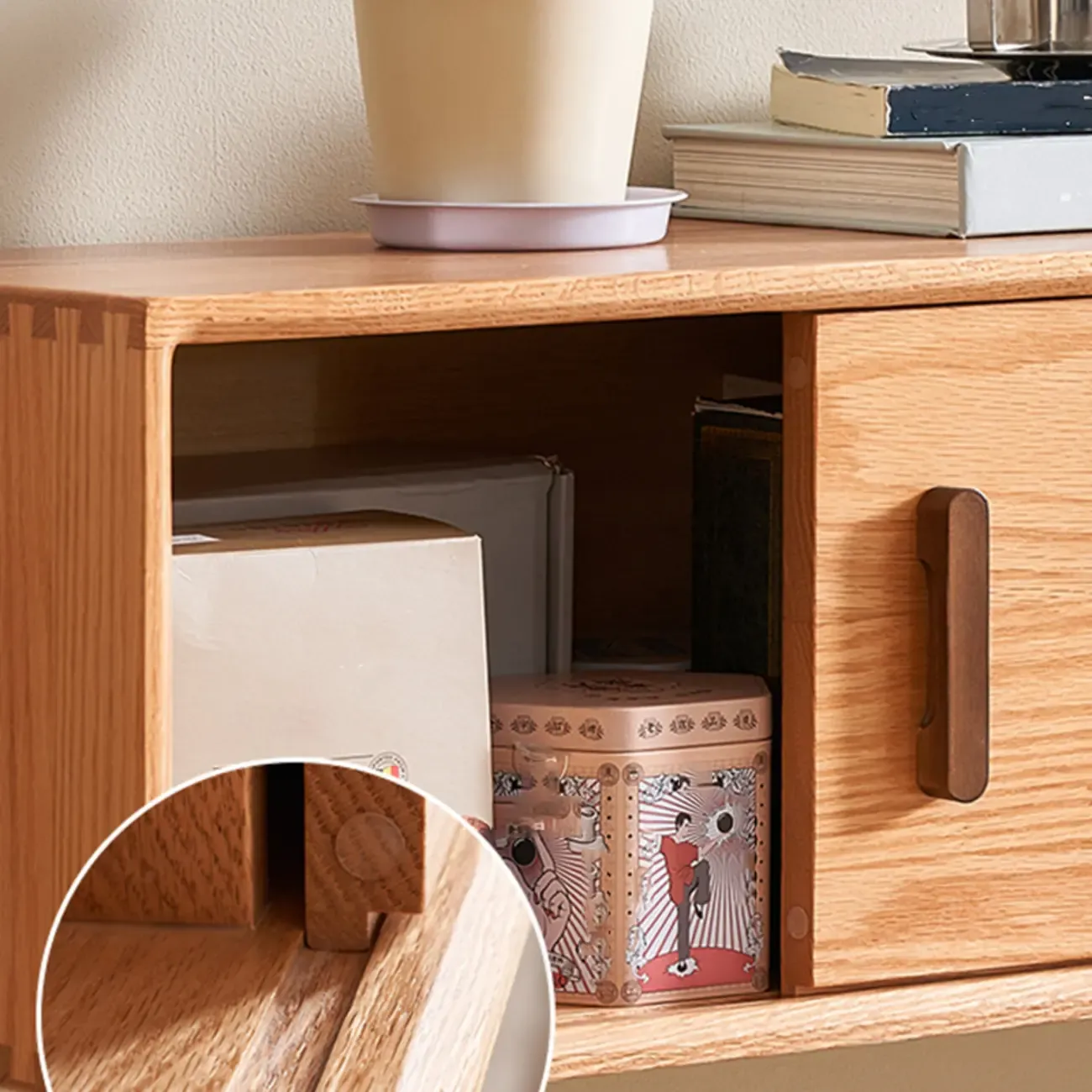 Natural Wood Wall Mount TV Stand Entertainment Center