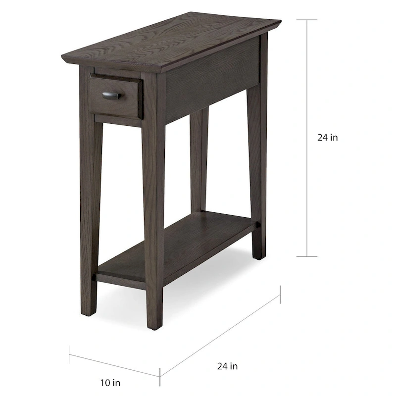 Teegan Solid Wood Narrow Side End Table with Shelf and Drawer