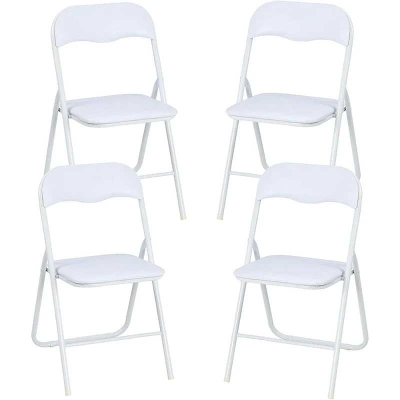 4 Folding Chairs with Cushion, with Non-Slip Feet Pads