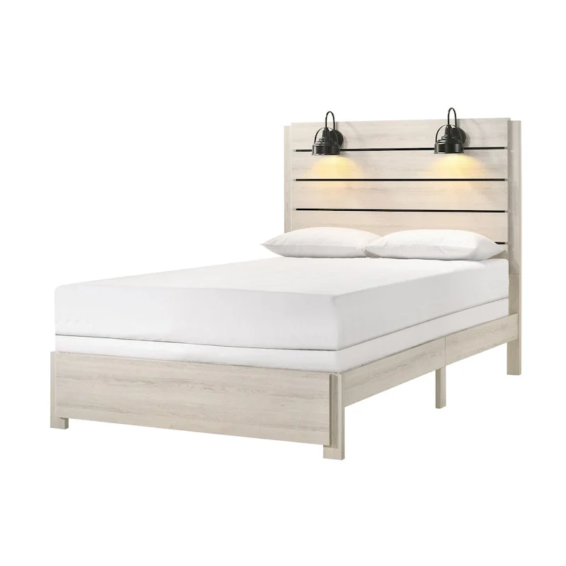 Edyth 6 Piece White LED Panel Bedroom Set