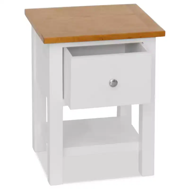 vidaXL 2-Piece Nightstands, 14.2x11.8x18.5, Solid Oak Wood Top and Pinewood Frame, Dark Wood and White, Space-Saving Design, Fully Assembled