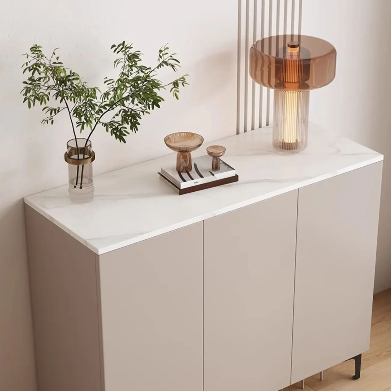 5-Tier Compact Modern Off-White Entryway Shoe Cabinet