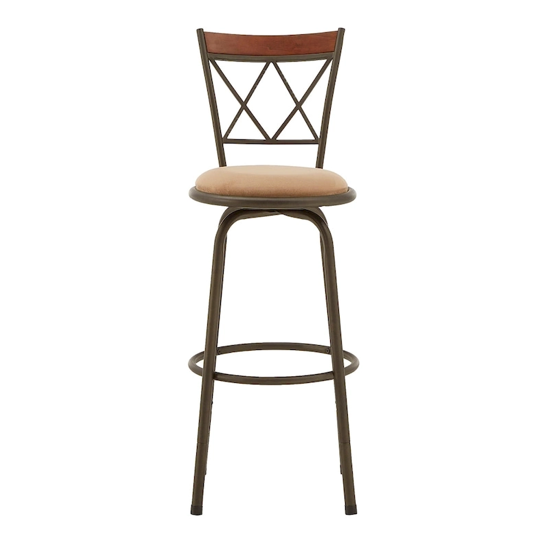 Verona Adjustable Bronze Finish X-Back Metal and Wood Trim 3pc Pack Stools by iNSPIRE Q Classic