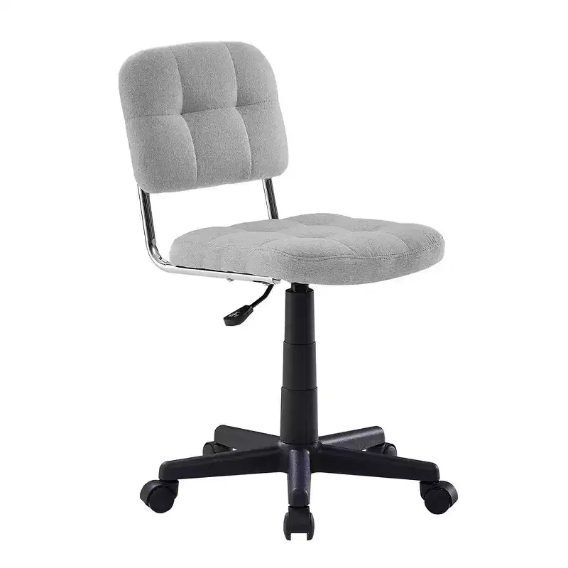 Gray / White Armless Swivel Office Chair, Height Adjustable, Seats 1