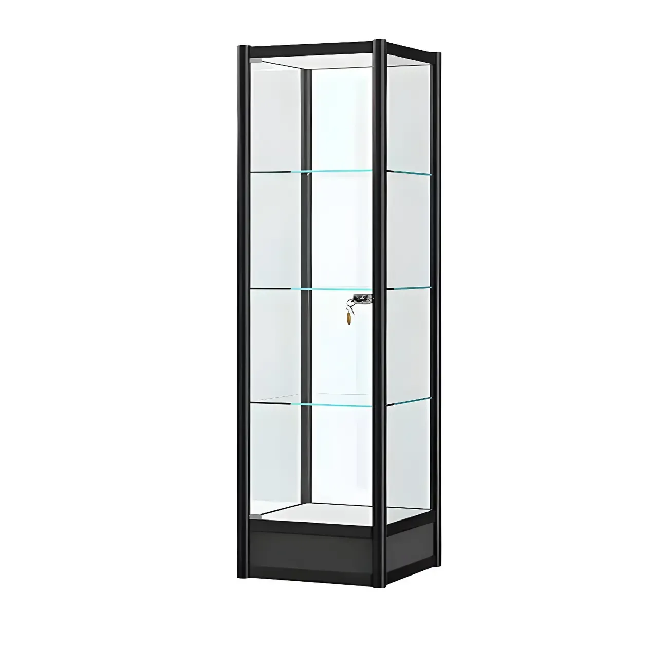 Rectangular Black Clear Glass Metal Frame Curio Cabinet
