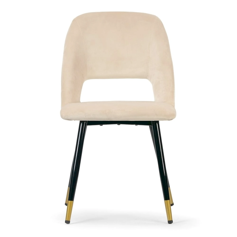 Set of 2 Ania Beige Velvet Dining Chair with Golden Accented Legs