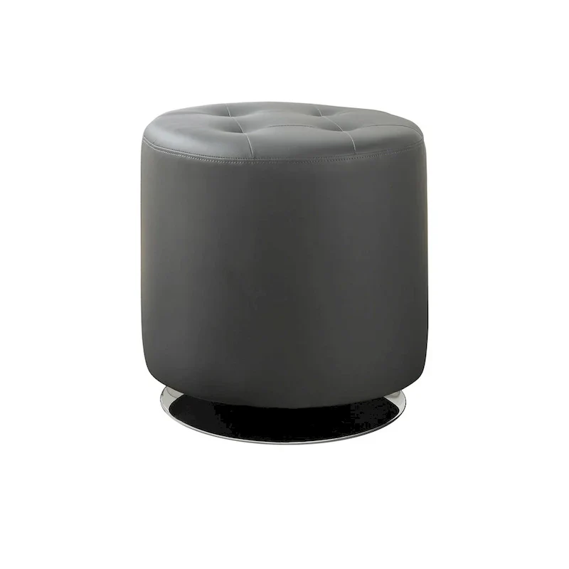 Round Leatherette Upholstered Ottoman