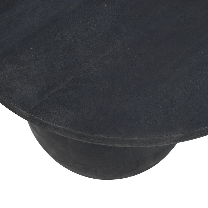 38 Inch Coffee Table, Oblong Mango Wood Top with a Modern Ball Leg