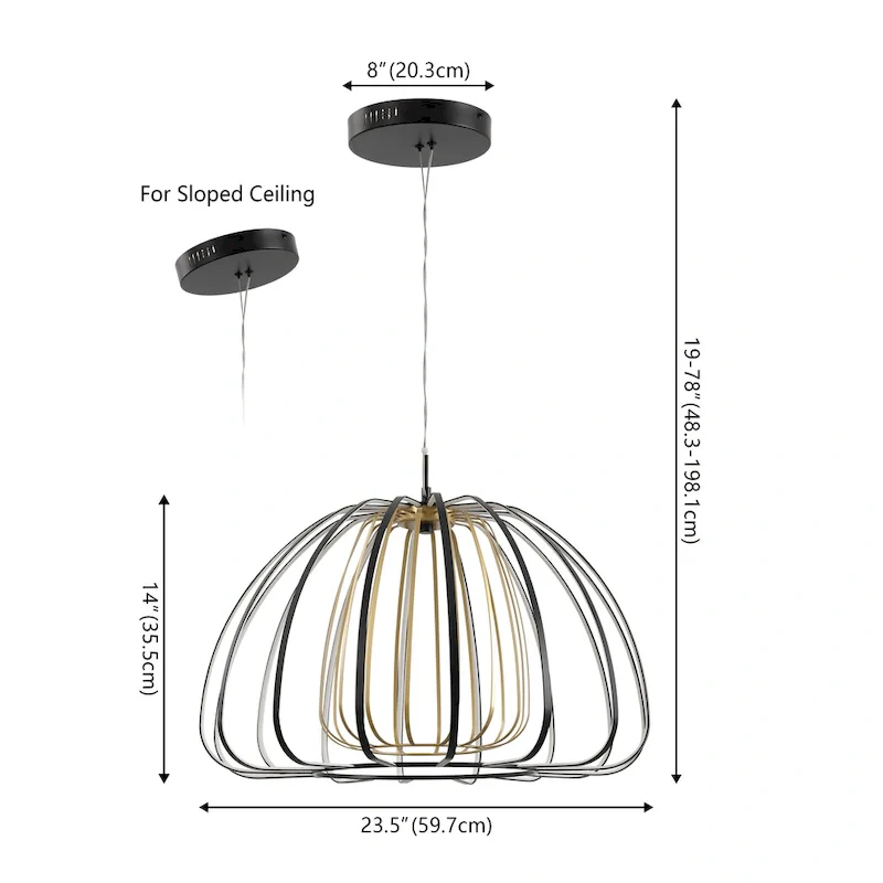 Adjustable Dimmable Cage Integrated LED Pendant, By JONATHAN Y