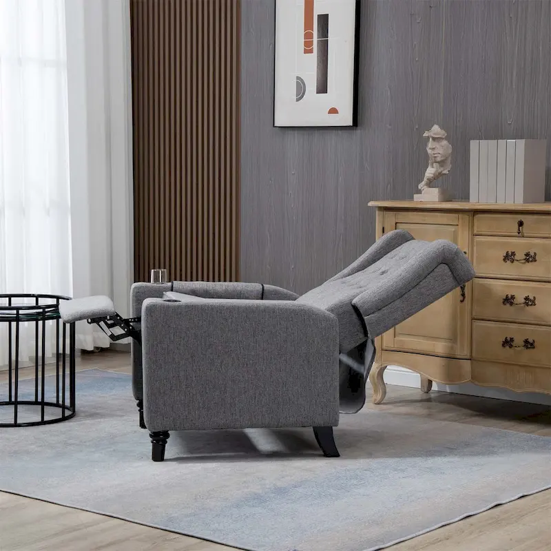 Modern Button Tufted Wingback Push Back Fabric Recliner Chair