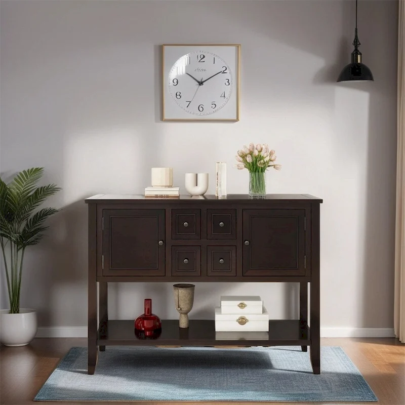 Cambridge Series Ample Storage Vintage Console Table w/Four Drawers