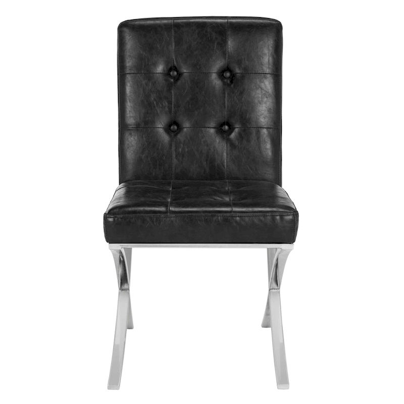 SAFAVIEH Merrilee Glam Black Chrome Tufted Side Chair - 19Wx23Dx35H