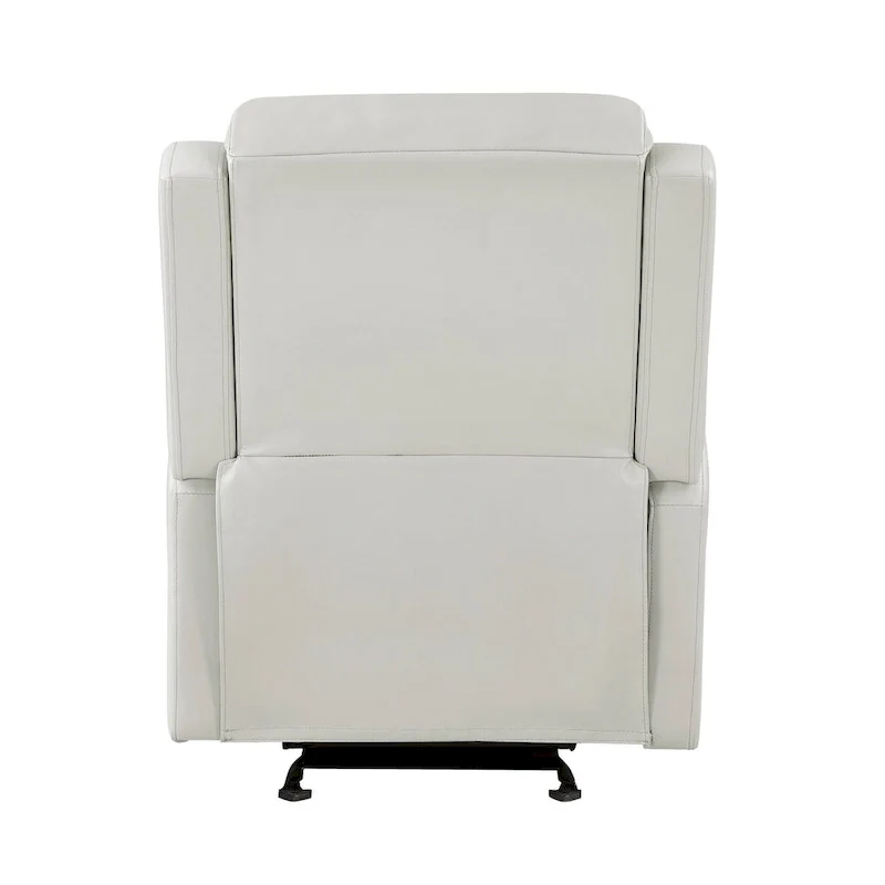 Kim 39 Inch Glider Manual Recliner Chair, Off White Faux Leather