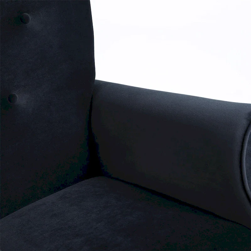 Velvet Tufted High Back Rocking Chair - Single Seat with Wood Legs