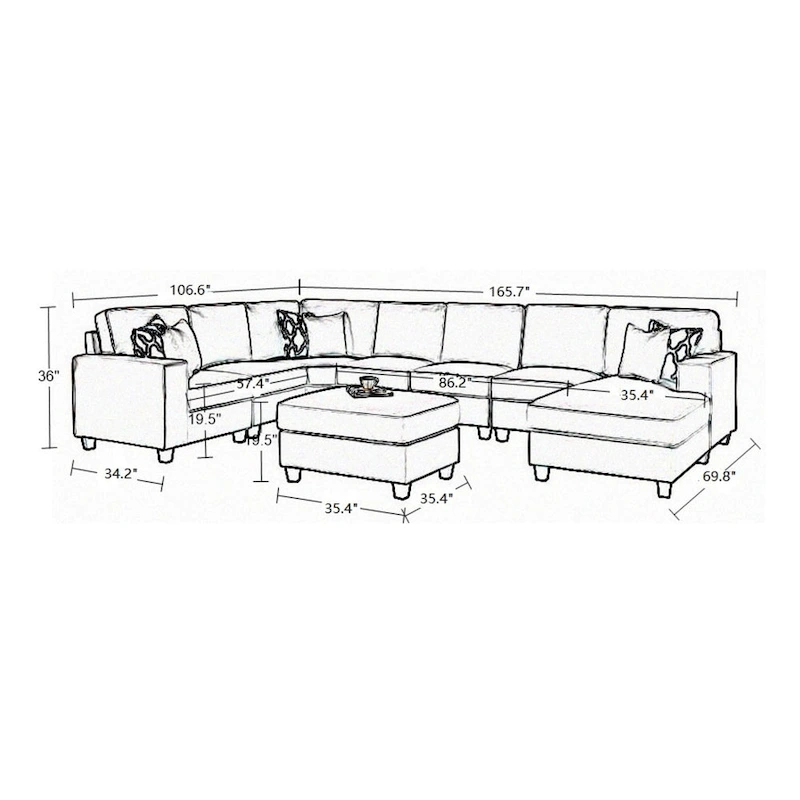 Flexible Combination Module Reversible Sectional Sofa