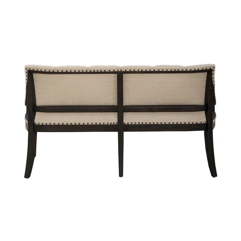 Americana Farmhouse Black Upholstered Shelter Dining Bench