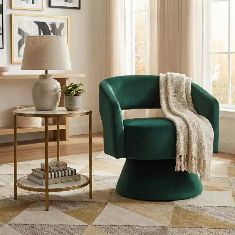 Velvet Swivel Accent Chair, 1-Seat