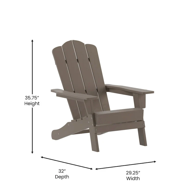 Set of 2 Commercial All-Weather Adirondack Chairs with Cupholders