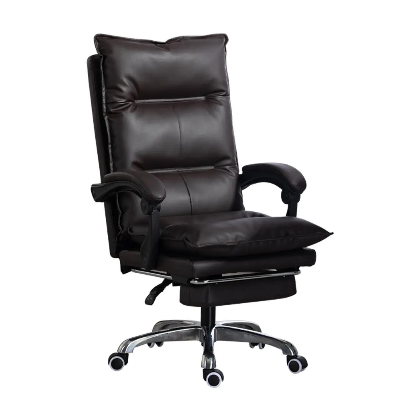 Modern Brown Leather Reclining Executive Office Chair